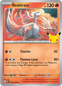 Carte Reshiram 014/128 – 30ᵉ Anniversaire