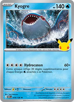 Carte Kyogre 019/128 – 30e Anniversaire