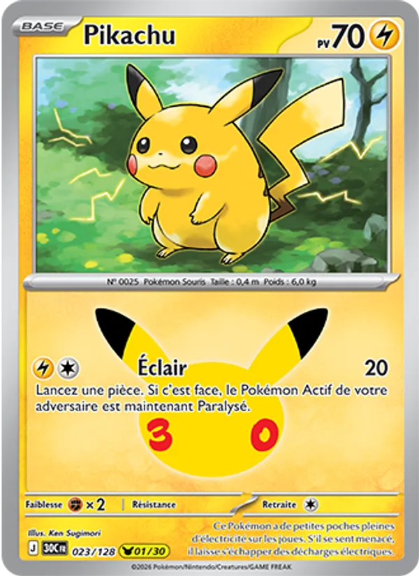 Carte Pikachu 023/128 – 30e Anniversaire