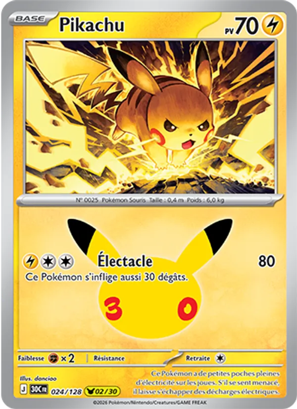 Carte Pikachu 024/128 – 30e Anniversaire