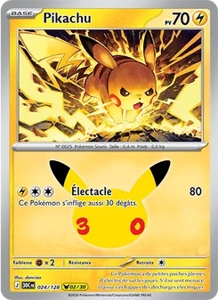 Carte Pikachu 024/128 – 30ᵉ Anniversaire