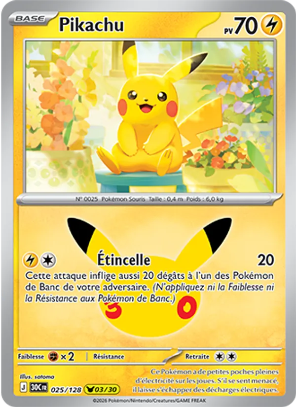 Carte Pikachu 025/128 – 30e Anniversaire
