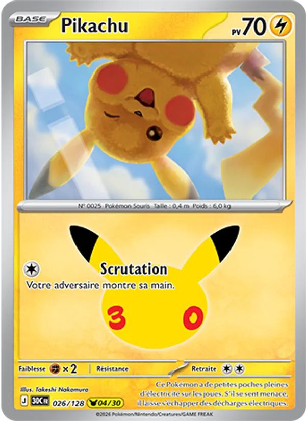 Carte Pikachu 026/128 – 30e Anniversaire