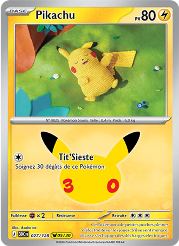 Carte Pikachu 027/128 – 30e Anniversaire