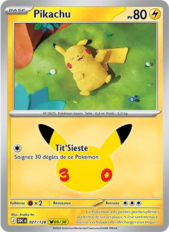 Carte Pikachu 027/128 – 30ᵉ Anniversaire