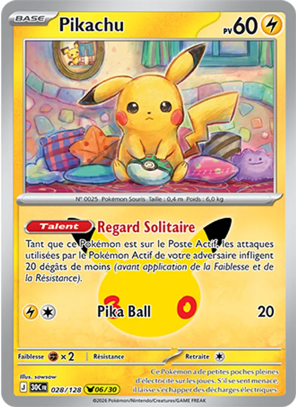 Carte Pikachu 028/128 – 30e Anniversaire