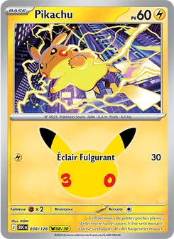 Carte Pikachu 030/128 – 30ᵉ Anniversaire