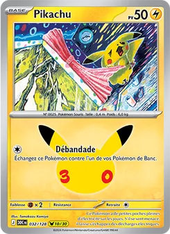 Carte Pikachu 032/128 – 30ᵉ Anniversaire