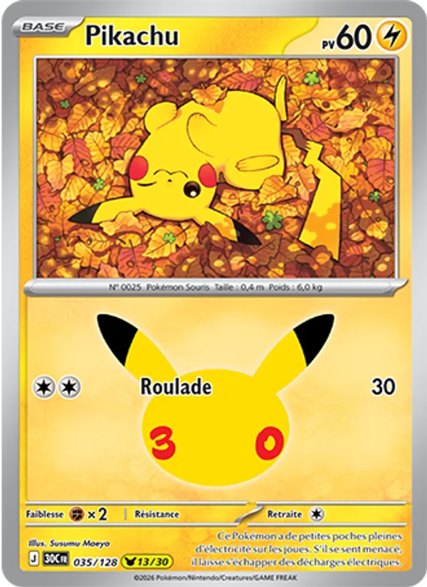 Carte Pikachu 035/128 – 30e Anniversaire