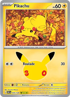 Carte Pikachu 035/128 – 30e Anniversaire