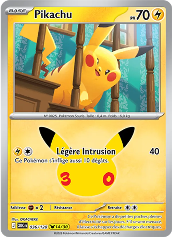 Carte Pikachu 036/128 – 30e Anniversaire