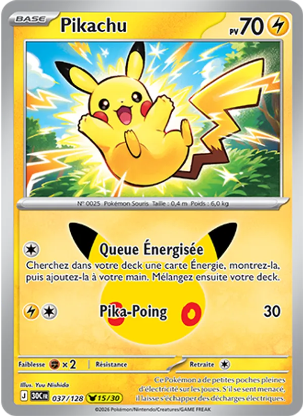 Carte Pikachu 037/128 – 30e Anniversaire