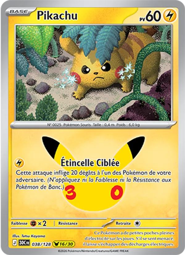 Carte Pikachu 038/128 – 30e Anniversaire