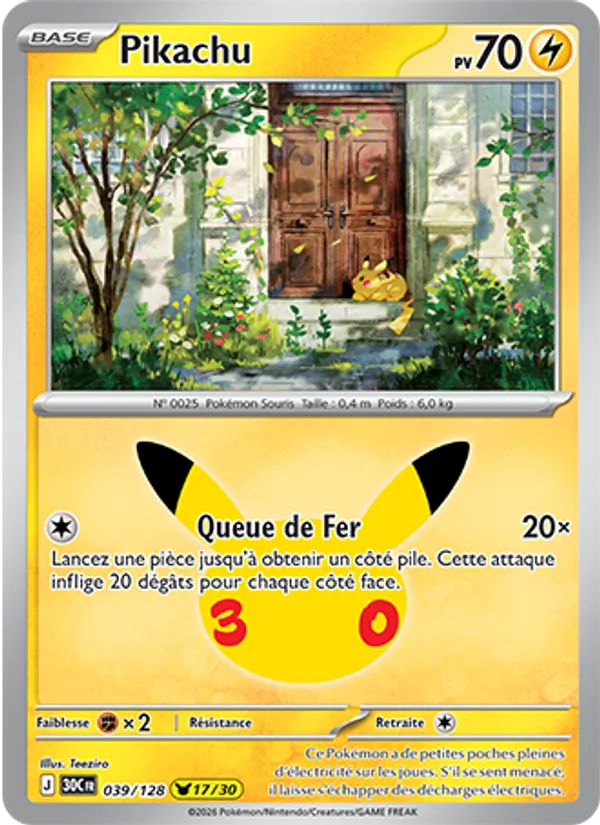 Carte Pikachu 039/128 – 30e Anniversaire