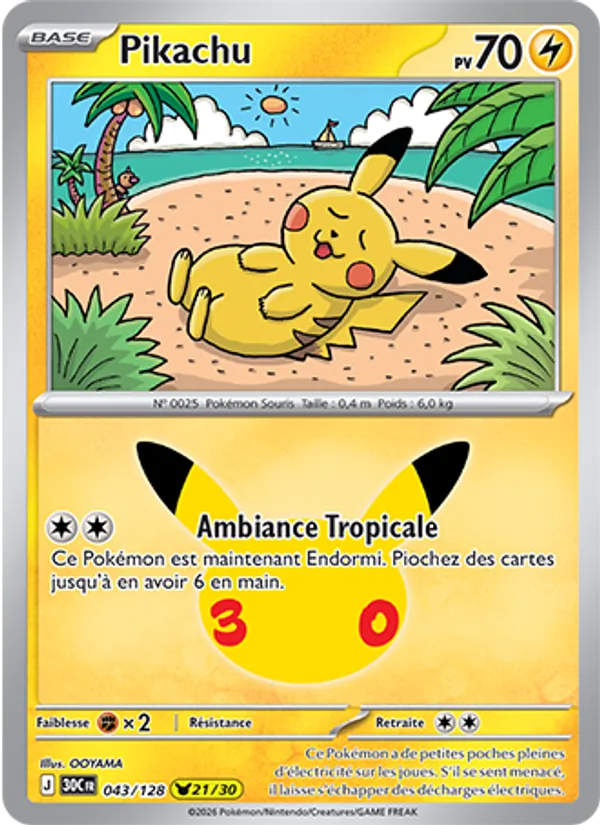 Carte Pikachu 043/128 – 30e Anniversaire