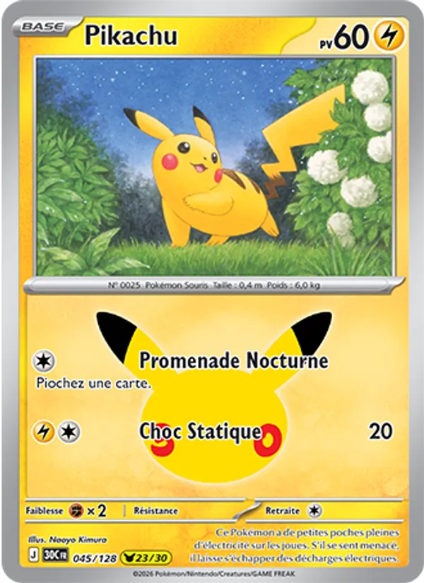 Carte Pikachu 045/128 – 30e Anniversaire