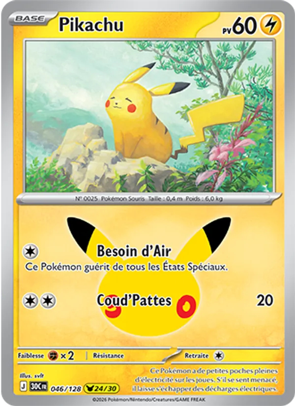 Carte Pikachu 046/128 – 30e Anniversaire