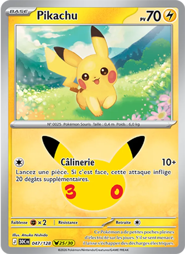Carte Pikachu 047/128 – 30e Anniversaire