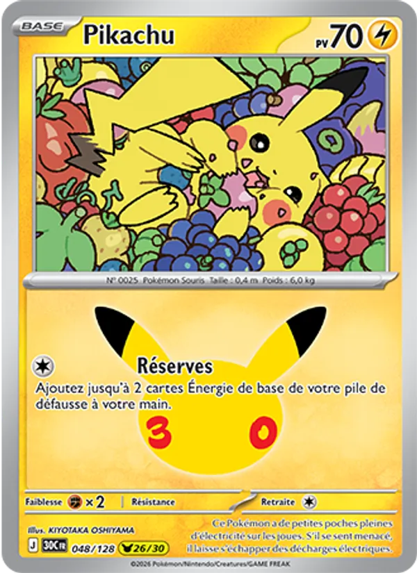 Carte Pikachu 048/128 – 30e Anniversaire