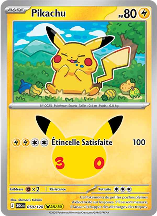 Carte Pikachu 050/128 – 30e Anniversaire