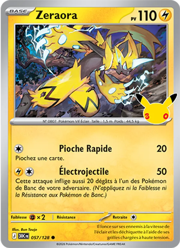 Carte Zeraora 057/128 – 30e Anniversaire