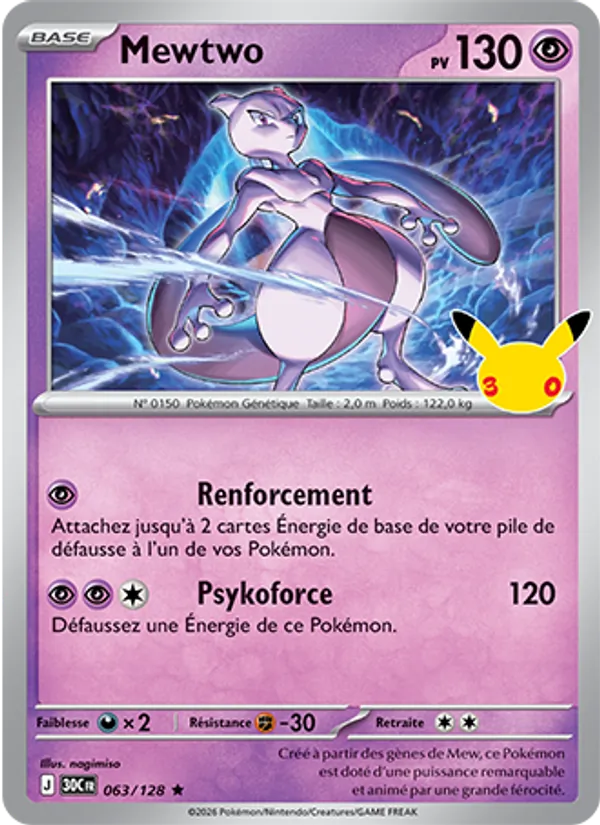 Carte Mewtwo 063/128 – 30e Anniversaire