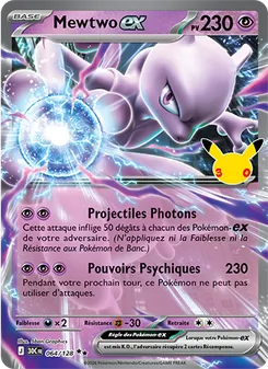 Carte Mewtwo-ex 064/128 – 30ᵉ Anniversaire