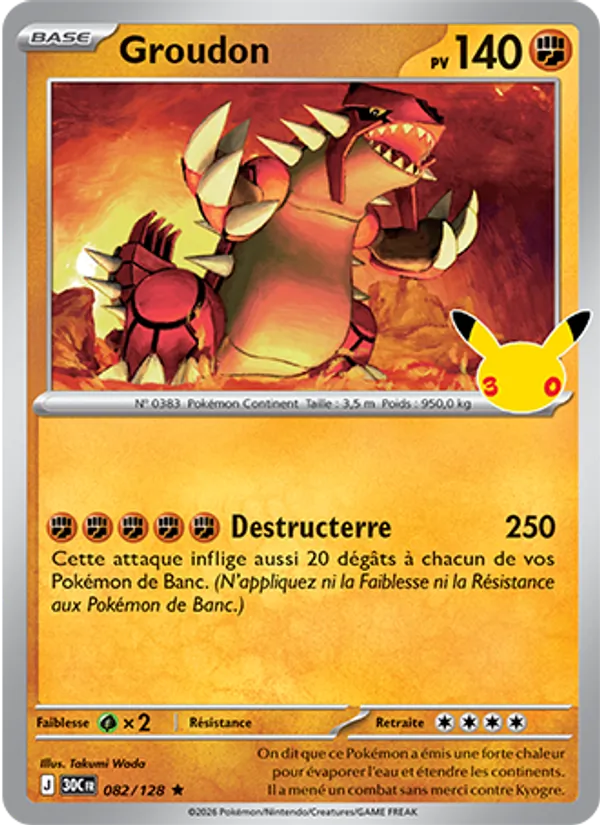 Carte Groudon 082/128 – 30e Anniversaire
