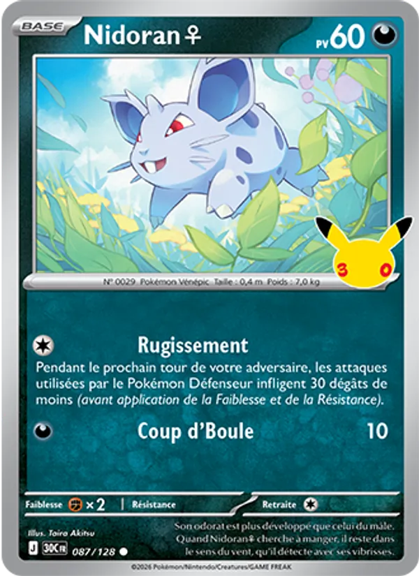 Carte Nidoran♀ 087/128 – 30e Anniversaire