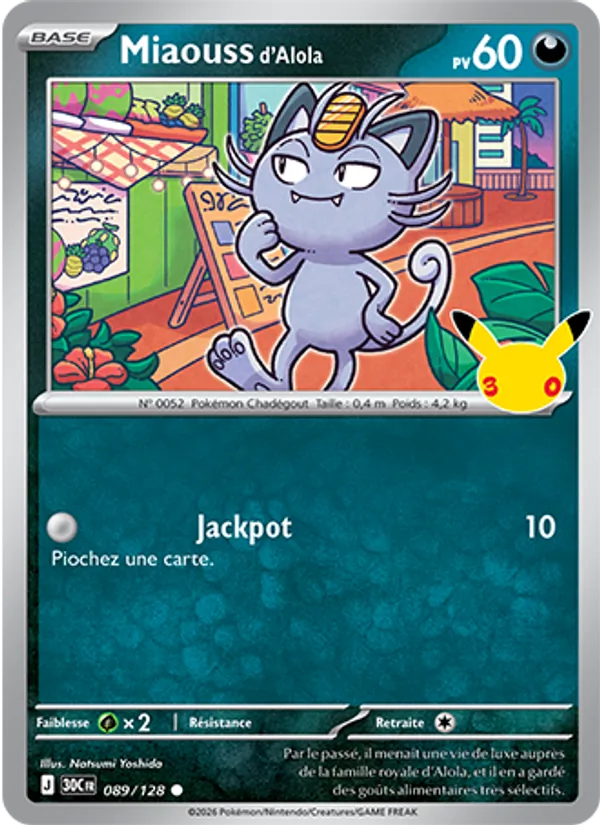 Carte Miaouss d'Alola 089/128 – 30e Anniversaire