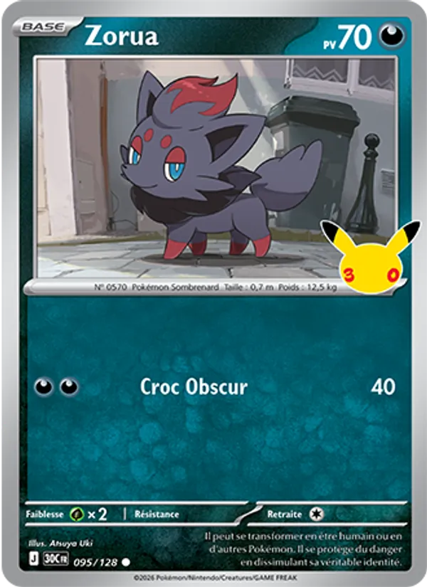 Carte Zorua 095/128 – 30e Anniversaire
