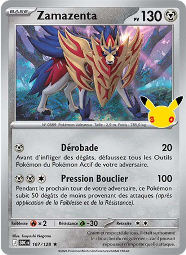Carte Zamazenta 107/128 – 30e Anniversaire