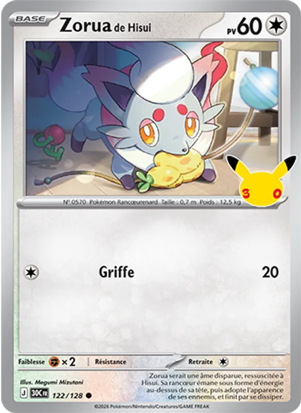 Carte Zorua de Hisui 122/128 – 30e Anniversaire
