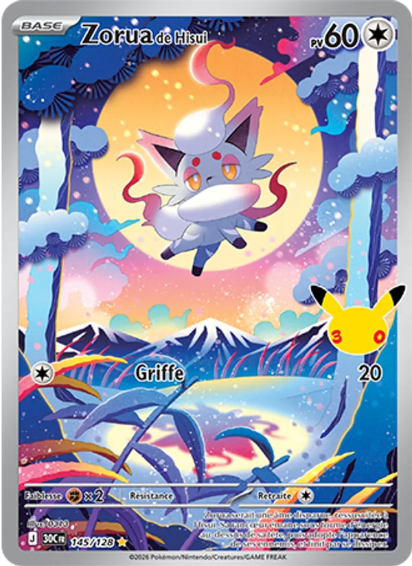 Carte Zorua de Hisui 145/128 – 30e Anniversaire