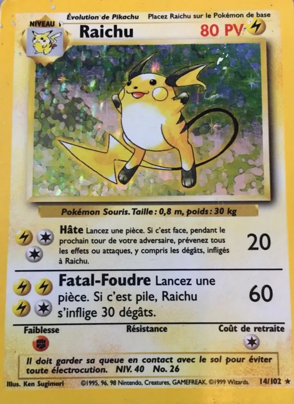 Carte Raichu 14/102 – Set de Base