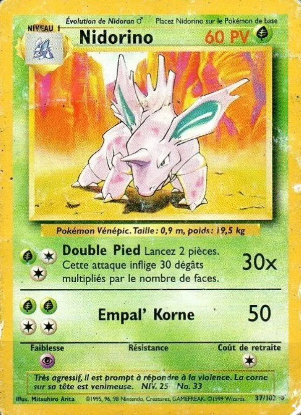 Carte Nidorino 37/102 – Set de Base