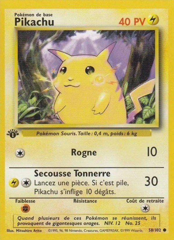 Carte Pikachu 58/102 – Set de Base