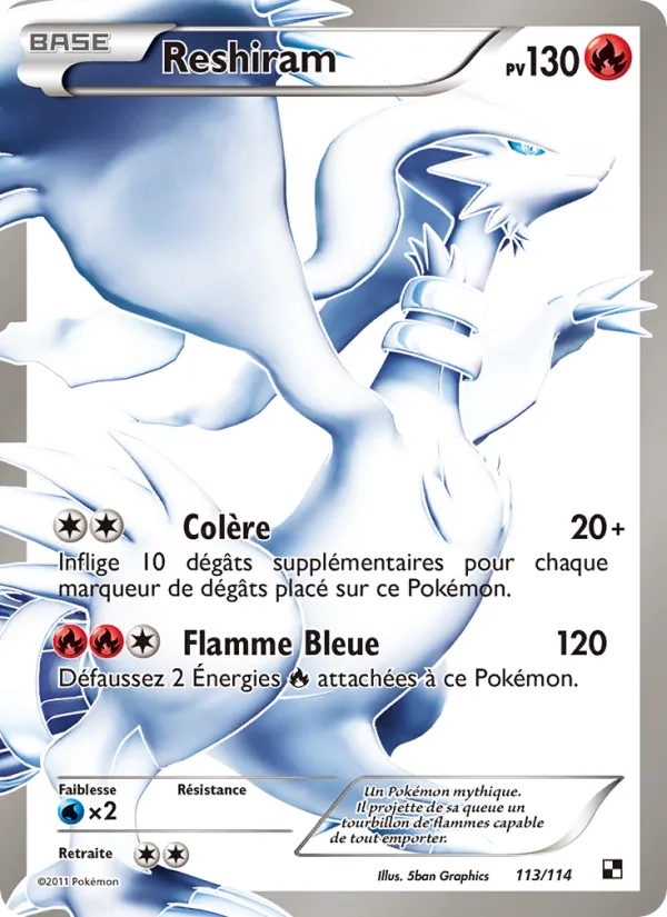 Carte Reshiram 113/114 – Noir & Blanc