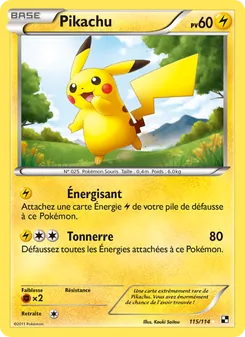 Carte Pikachu 115/114 – Noir & Blanc