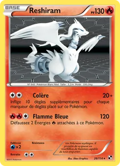 Carte Reshiram 26/114 – Noir & Blanc