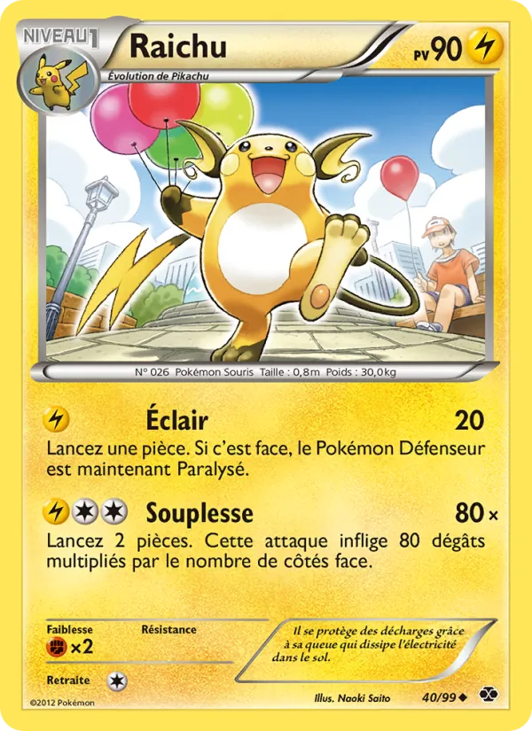 Carte Raichu 40/99 – Destinées Futures