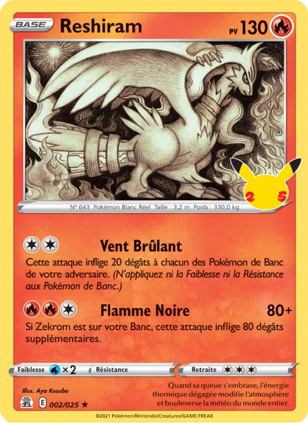 Carte Reshiram 2/25 – Célébrations