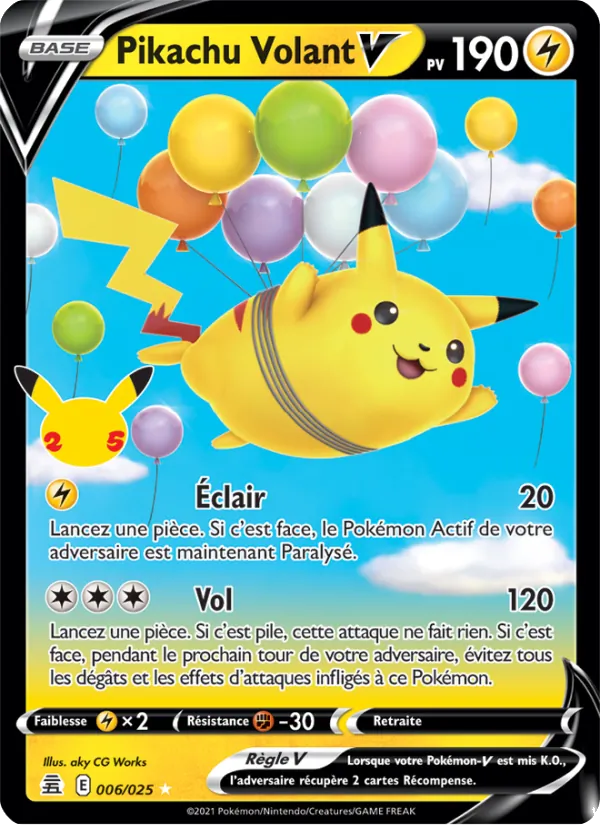 Carte Pikachu Volant V 6/25 – Célébrations