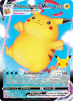 Carte Pikachu Surfeur VMAX 9/25 – Célébrations