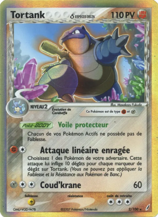 Carte Tortank δ 2/100 – EX Gardiens de Cristal
