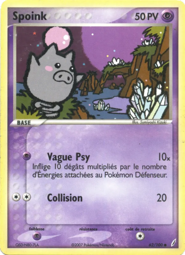 Carte Spoink 62/100 – EX Gardiens de Cristal
