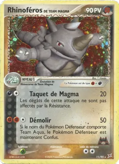 Carte Rhinoféros de Team Magma 11/95 – EX Team Magma VS Team Aqua