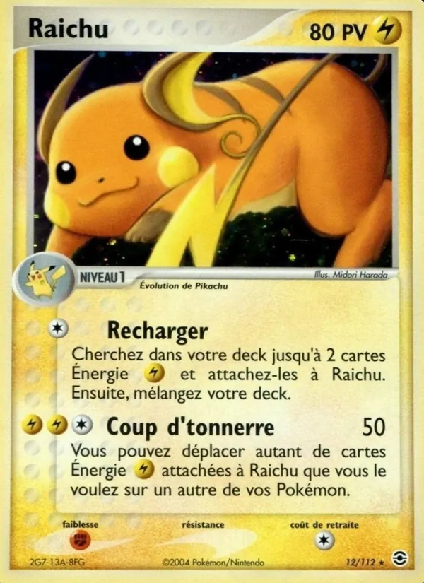 Carte Raichu 12/112 – EX Rouge Feu & Vert Feuille