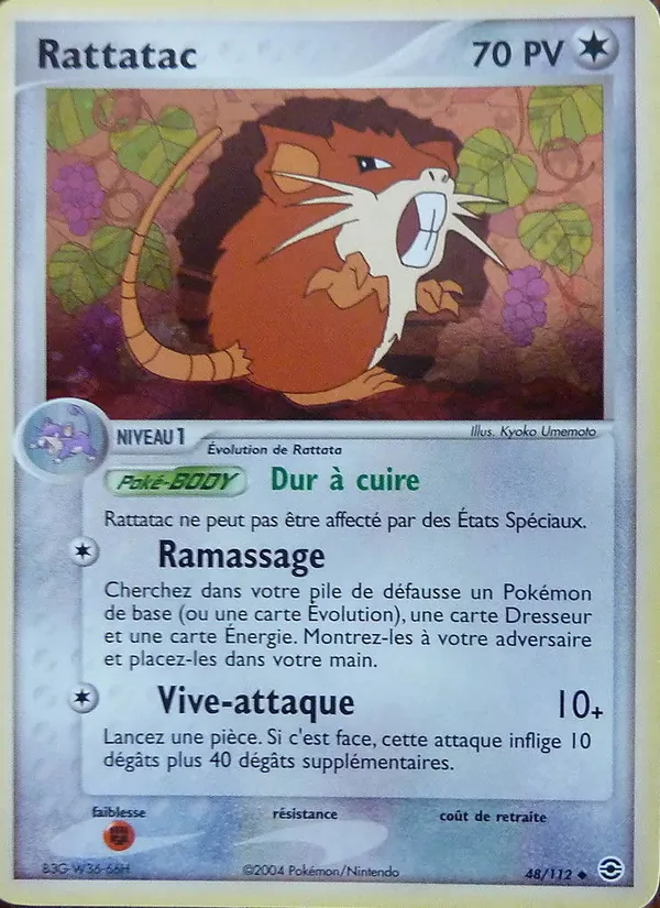 Carte Rattatac 48/112 – EX Rouge Feu & Vert Feuille