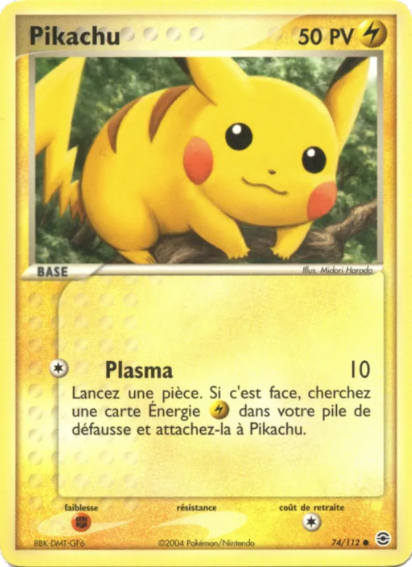 Carte Pikachu 74/112 – EX Rouge Feu & Vert Feuille